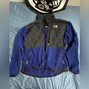 North face freece zip up blue and black